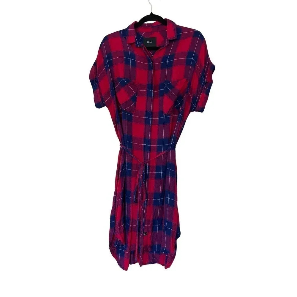 Rails red, blue and white plaid belted dress size medium